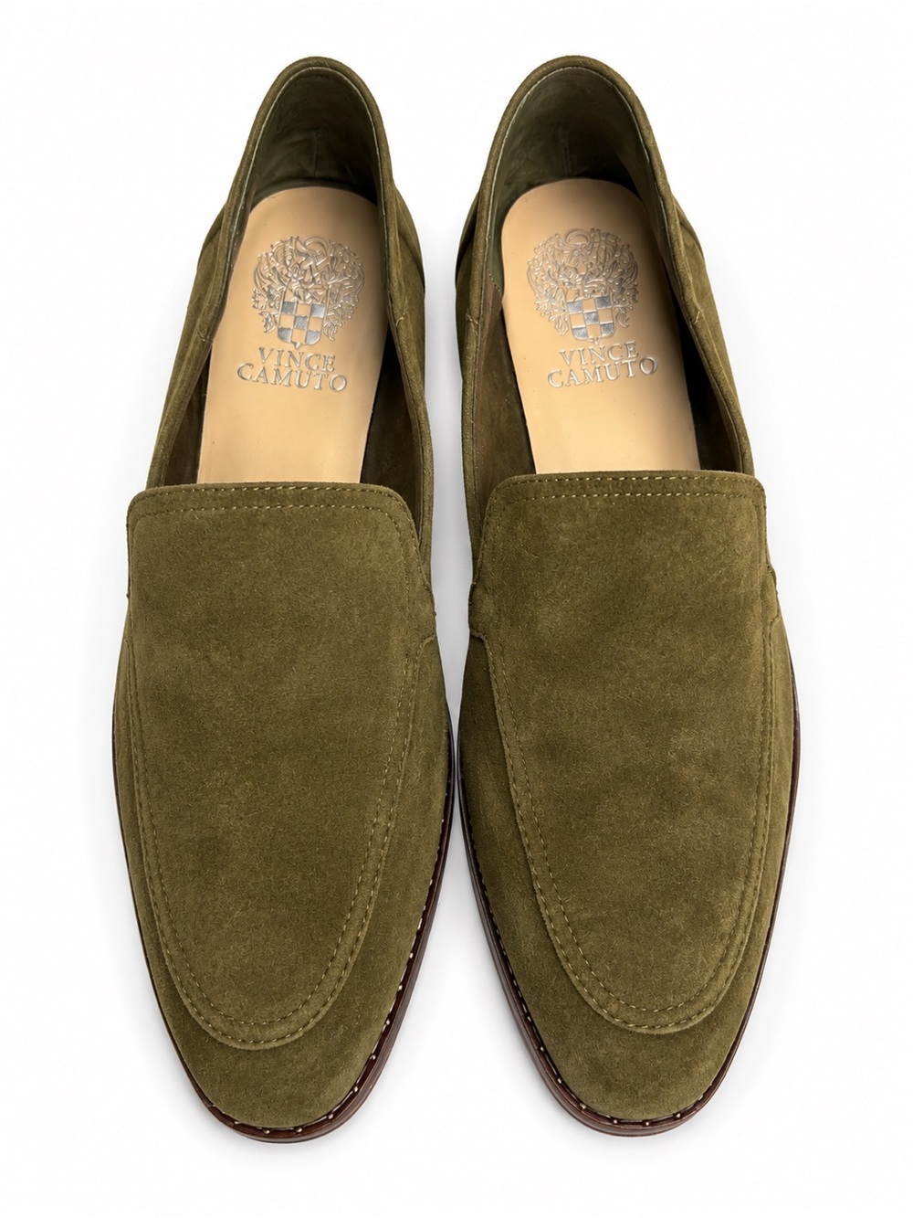 Vince Camuto Olive Green Suede Slip-On Loafers